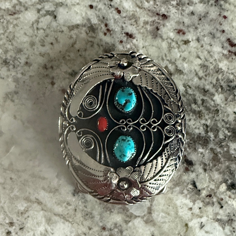Silver and Turquoise Statement belt buckle